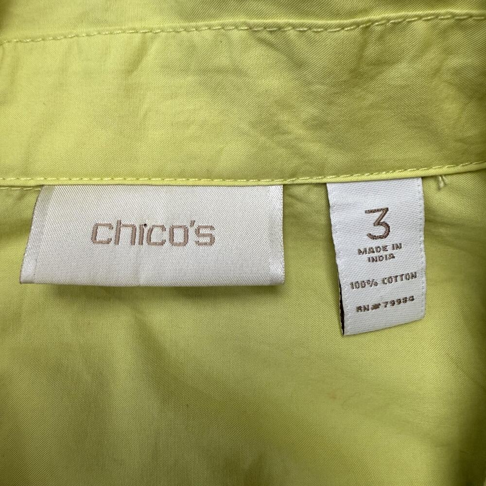 Chicos Jacket Womens XL Yellow Zip Front 3/4 Sleeve Pockets Drawstring Hem - Picture 3 of 7